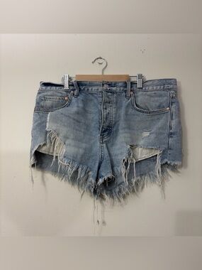 We The Free Light Blue Distressed Denim Cutoff Shorts